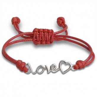 Provázkový náramek se stříbrným přívěskem "LOVE". Ag 925/1000
